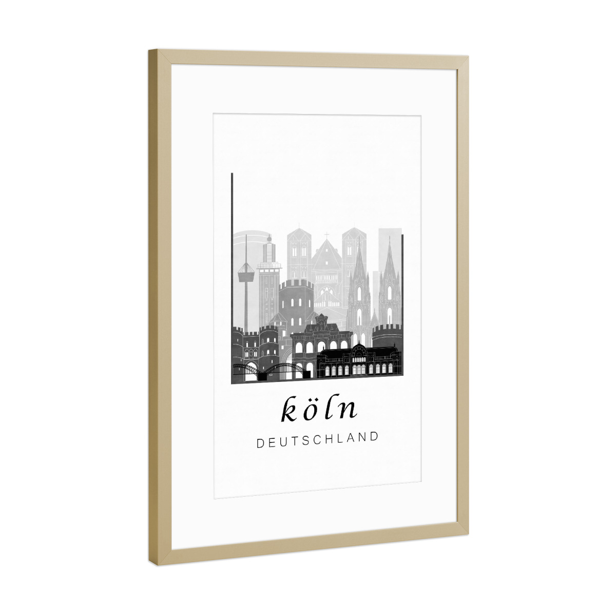 Cologne Skyline Black White Als Metal Framed Poster Bei Artboxone Kaufen