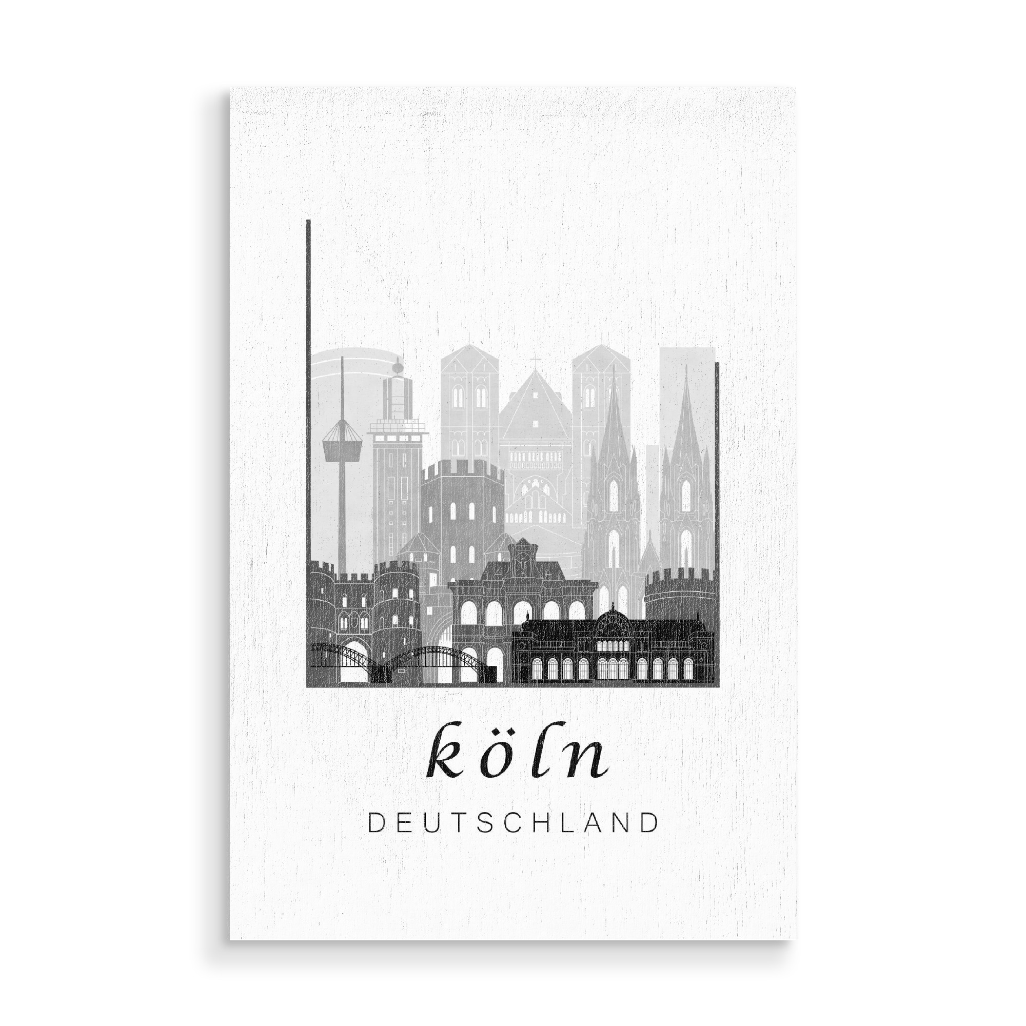 Holzbild "Cologne skyline black & white" artboxONE - Städte / Köln,Schwarzweiß,Architektur