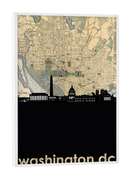 Poster mit weißem Rahmen "Washington dc skyline map" artboxONE - Städte,Reise,Architektur,Städte / Washington,Kartografie