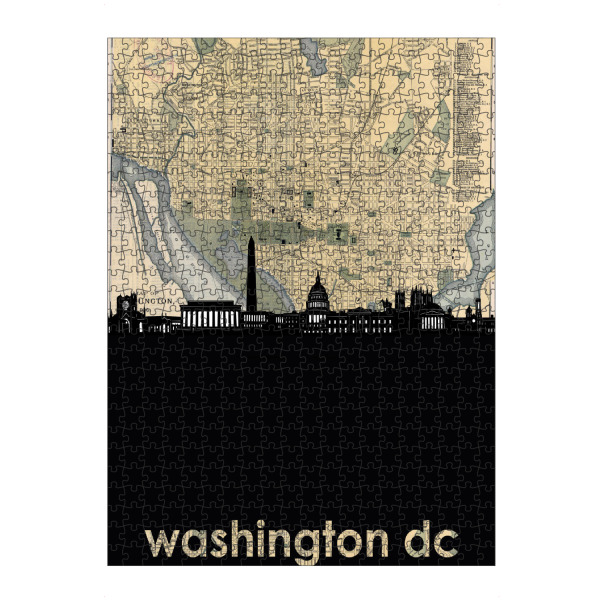 artboxONE Puzzle "Washington dc skyline map" artboxONE - Städte,Reise,Architektur,Städte / Washington,Kartografie