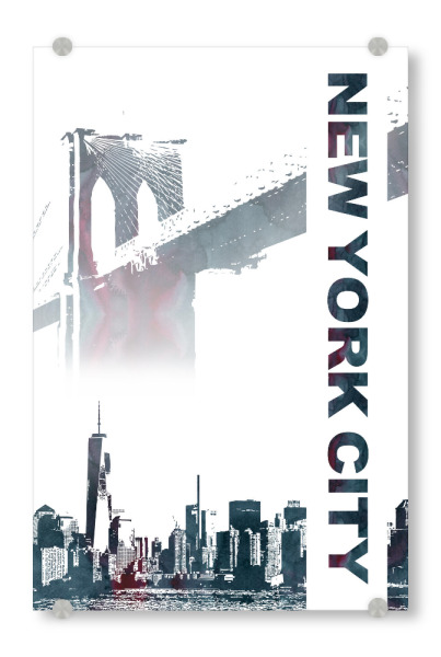 Acrylglasbild "New York City & Brooklyn Bridge" artboxONE - Städte / New York - Amerika,Usa,Ostküste,East river,Manhattan,New york,City