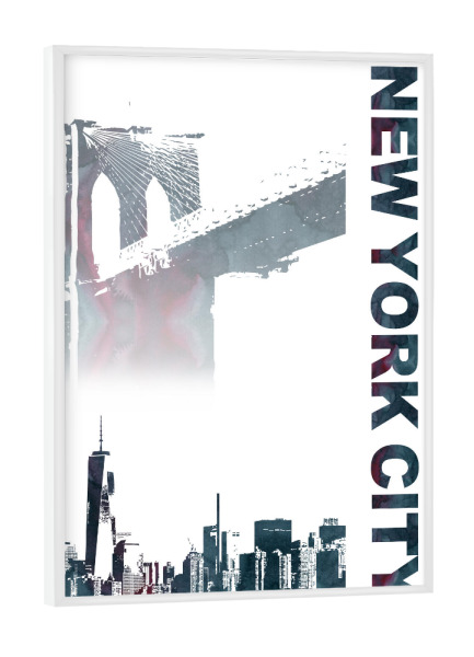 Poster mit weißem Rahmen "New York City & Brooklyn Bridge" artboxONE - Städte / New York - Amerika,Usa,Ostküste,East river,Manhattan,New york,City