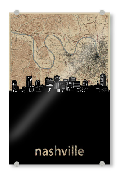 Acrylglasbild "Nashville skyine map" artboxONE - Städte,Reise,Architektur,Kartografie