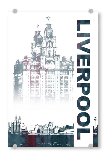 Acrylglasbild "Liverpool & Royal Liver Building" artboxONE - Städte - England,Uk,Mersey,Fluss,City,Architecture,Liverpool