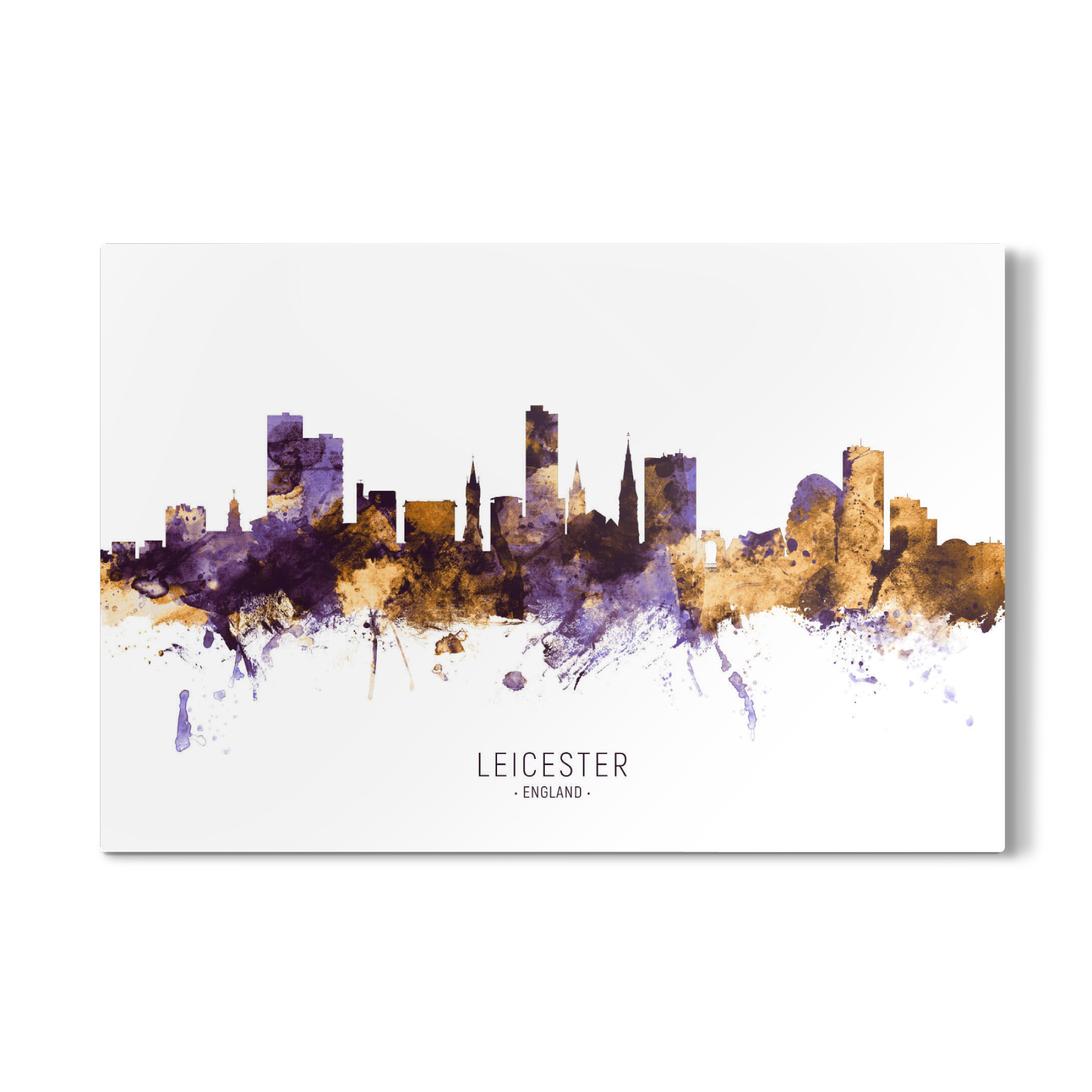 Galerie-Print "Leicester Skyline PurpleGold" 75x50 cm artboxONE