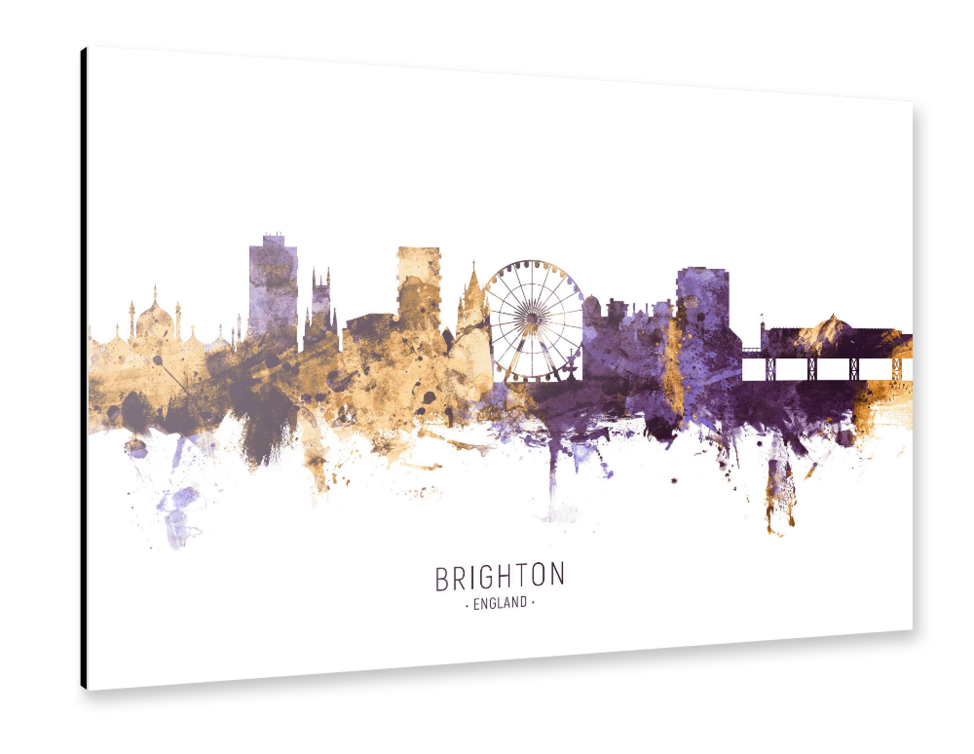 Alu-Dibond "Brighton Skyline PurpleGold" 75x50 cm artboxONE