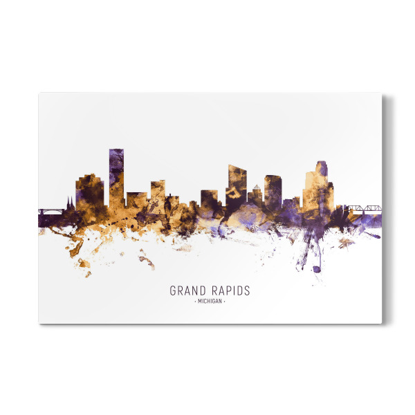Galerie-Print "Grand Rapids Skyline PurpleGold" 30x20 cm artboxONE
