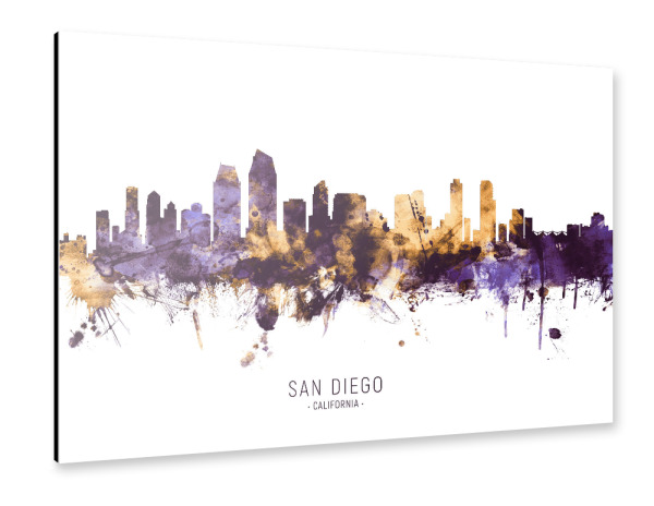 Alu-Dibond "San Diego Skyline PurpleGold" 30x20 cm artboxONE