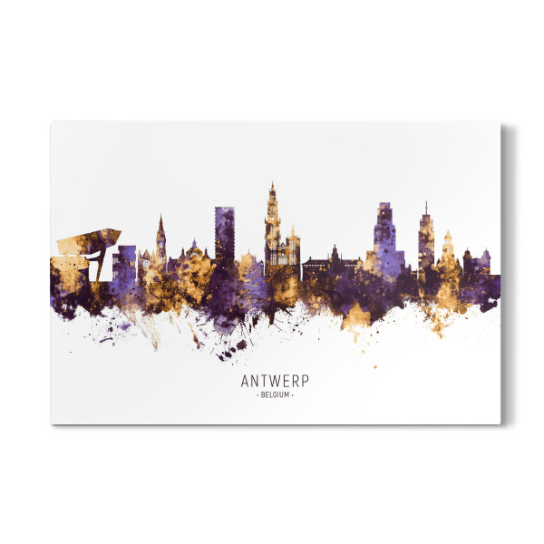 Galerie-Print "Antwerp Skyline PurpleGold" 30x20 cm artboxONE