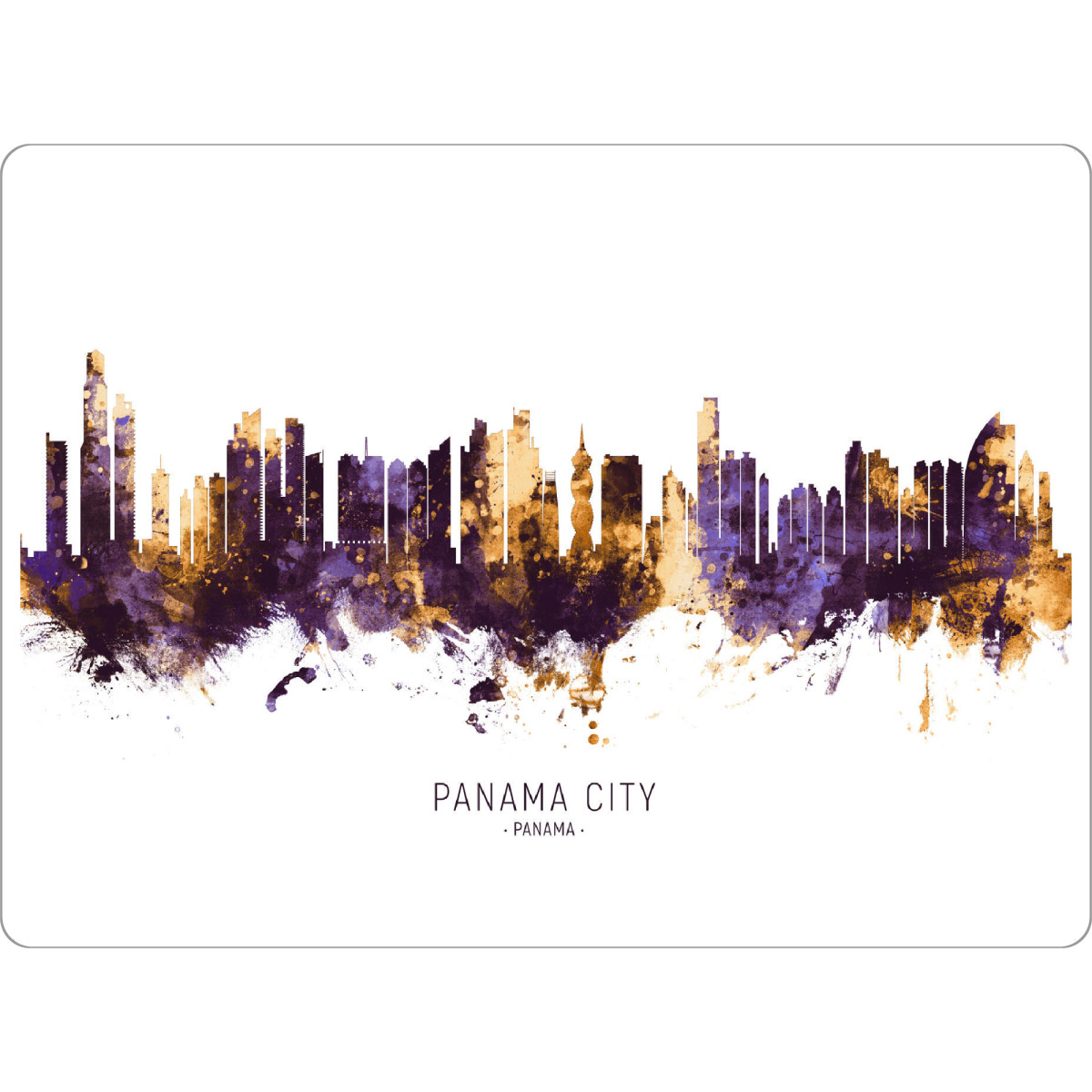 Tischset "Panama City Skyline PurpleGold" artboxONE - Städte - Panama city,Panama,Skyline,Cityscape,Stadtbild,Watercolor,City - Bild panama city