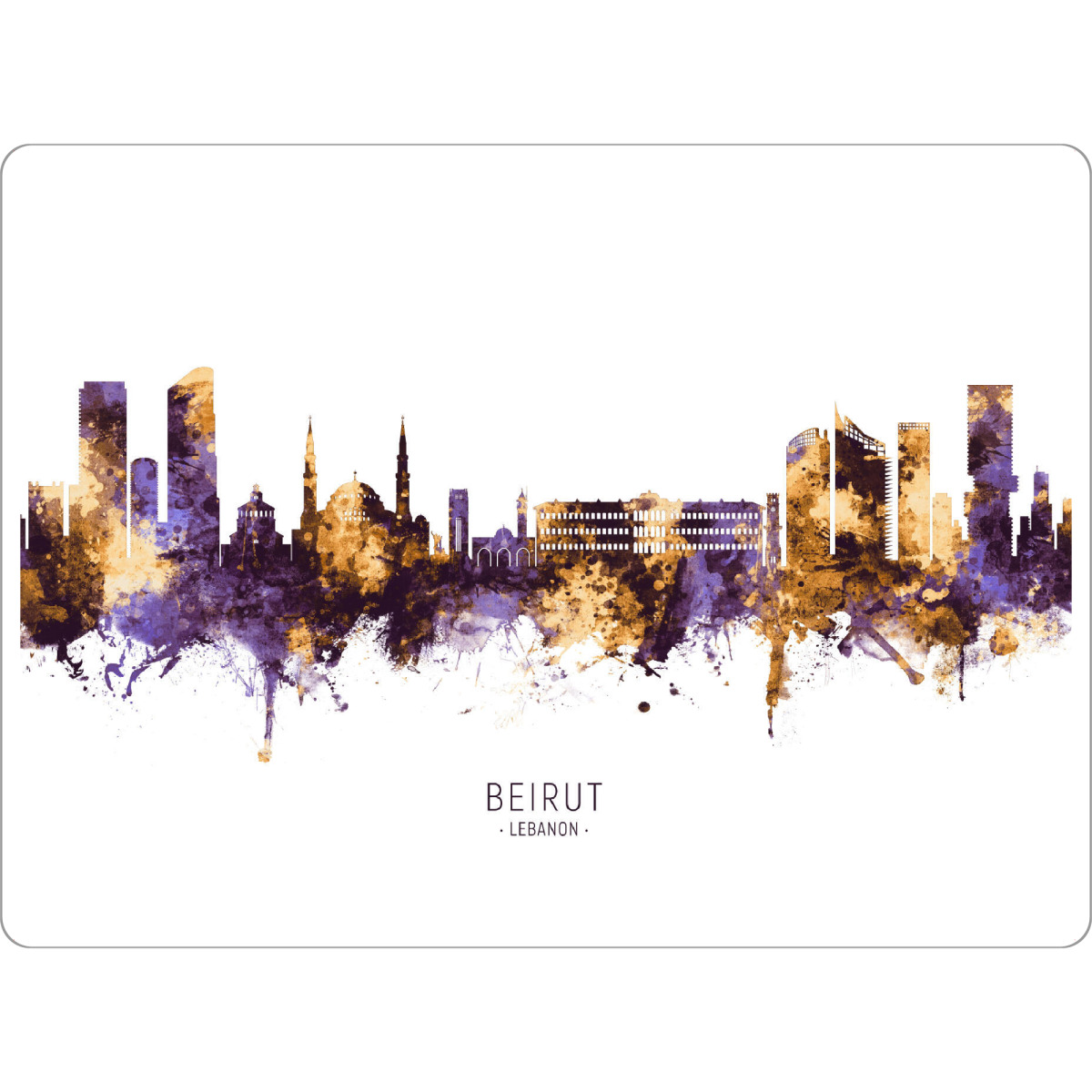 Tischset "Beirut Lebanon Skyline PurpleGold" artboxONE - Städte - Beirut,Lebanon,Skyline,Cityscape,Stadtbild,Watercolor,Painting,City - Bild beirut