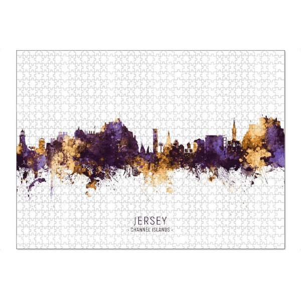 Puzzle Ravensburger "Jersey Skyline PurpleGold" artboxONE - Städte