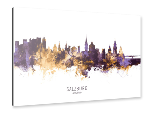 Alu-Dibond "Salzburg Skyline PurpleGold" 30x20 cm artboxONE