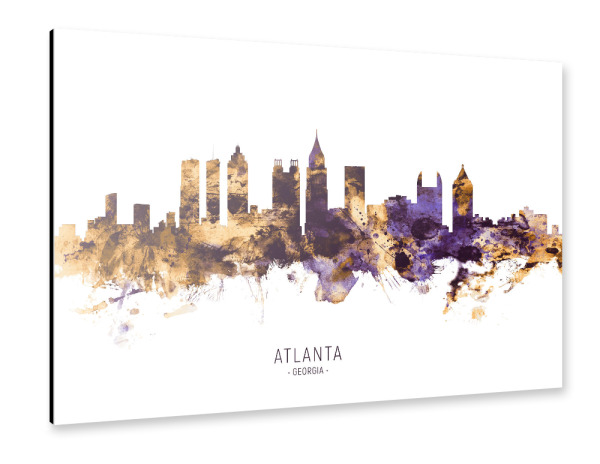 Alu-Dibond "Atlanta Georgia Skyline PurpleGold" 30x20 cm artboxONE