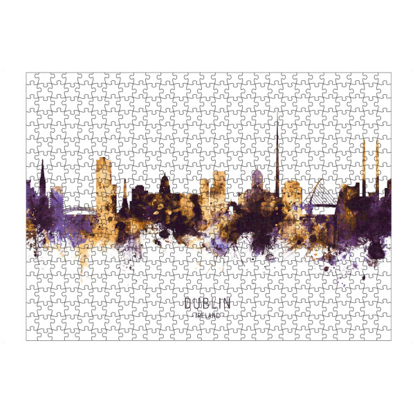 artboxONE Puzzle "Dublin Ireland Skyline PurpleGold" artboxONE - Städte - Dublin,Ireland,Skyline,Cityscape,Stadtbild,Watercolor,City