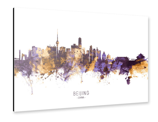 Alu-Dibond "Beijing China Skyline PurpleGold" 30x20 cm artboxONE