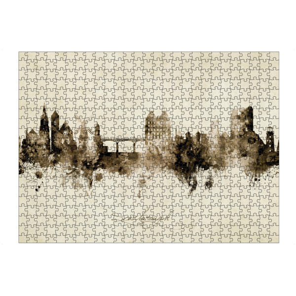 artboxONE Puzzle "Scarborough England Skyline Sepia" artboxONE - Städte - Scarborough,England,Skyline,Cityscape,Stadtbild,Watercolor,Painting,City
