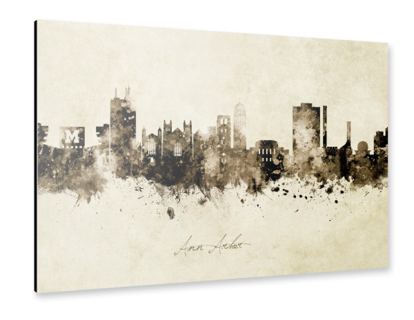 Alu-Dibond "Ann Arbor Michigan Skyline Sepia" 30x20 cm artboxONE