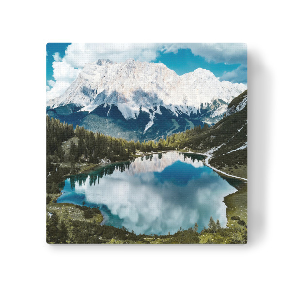 Leinwandbild "See mit Blick auf einen Berg" artboxONE - Natur - Berg,österreich,Wolken,See,Bäume,Wald,Natur,Landschaft,Himmel