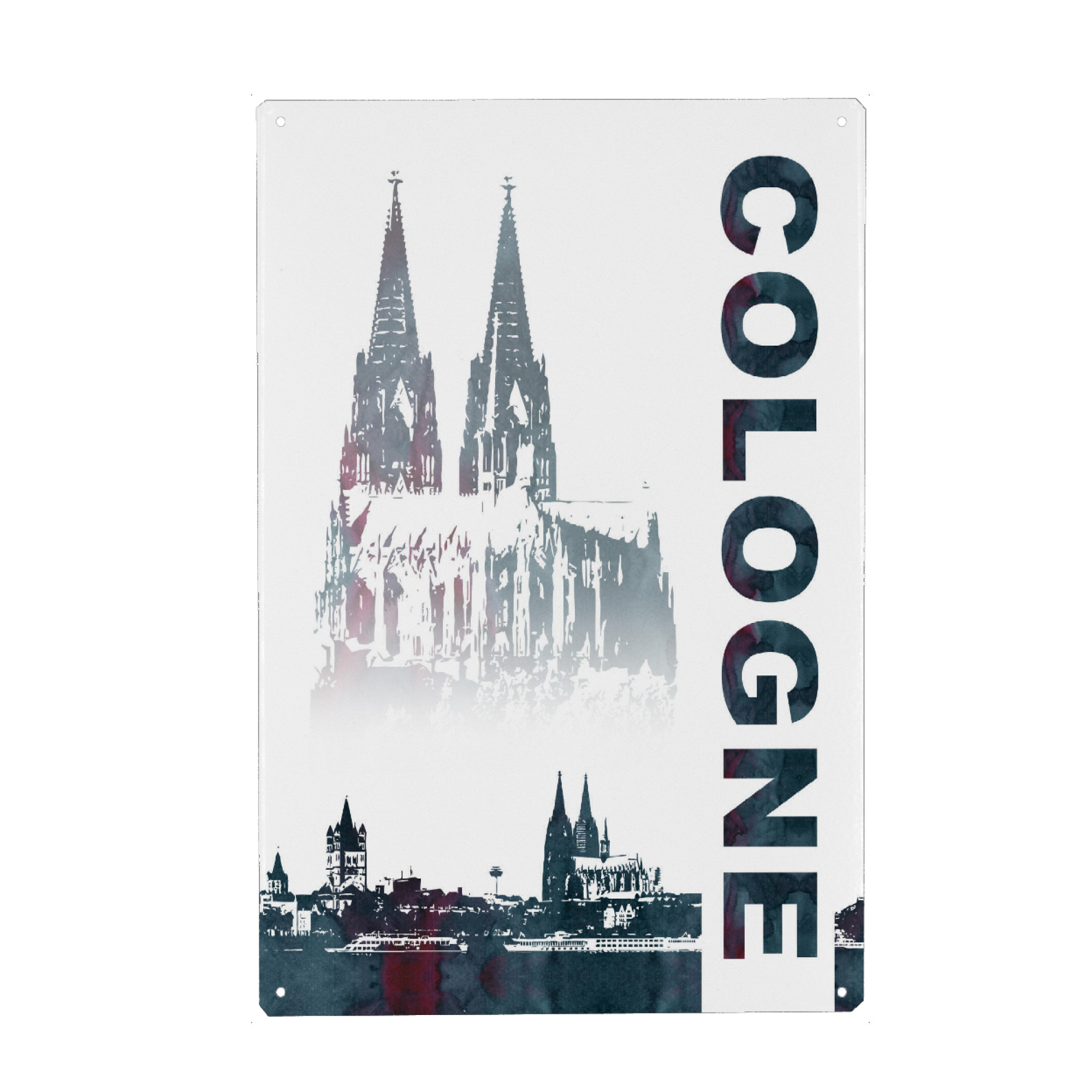 Holzbild "Köln Skyline & Dom" artboxONE - Städte / Köln,Schwarzweiß - Cologne,Dom,Rhein,Colonia,Weltkulturerbe,Wahrzeichen,Stadt