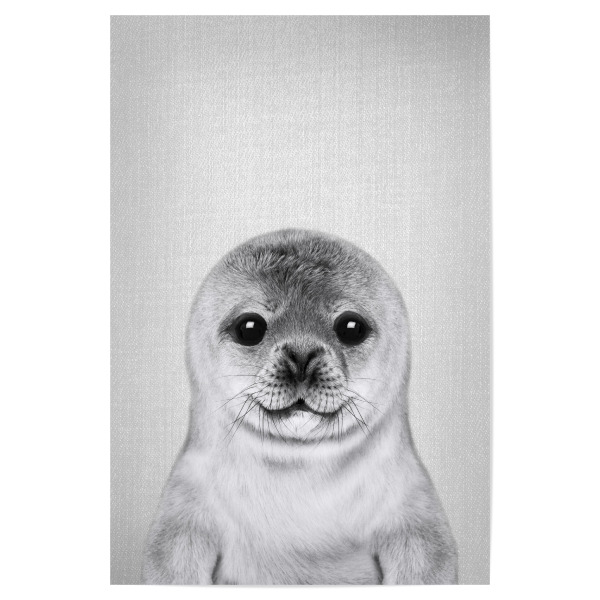 Poster "Baby Seal - Black & White" artboxONE - Natur,Für Kinder,Tiere,Schwarzweiß,Lustig