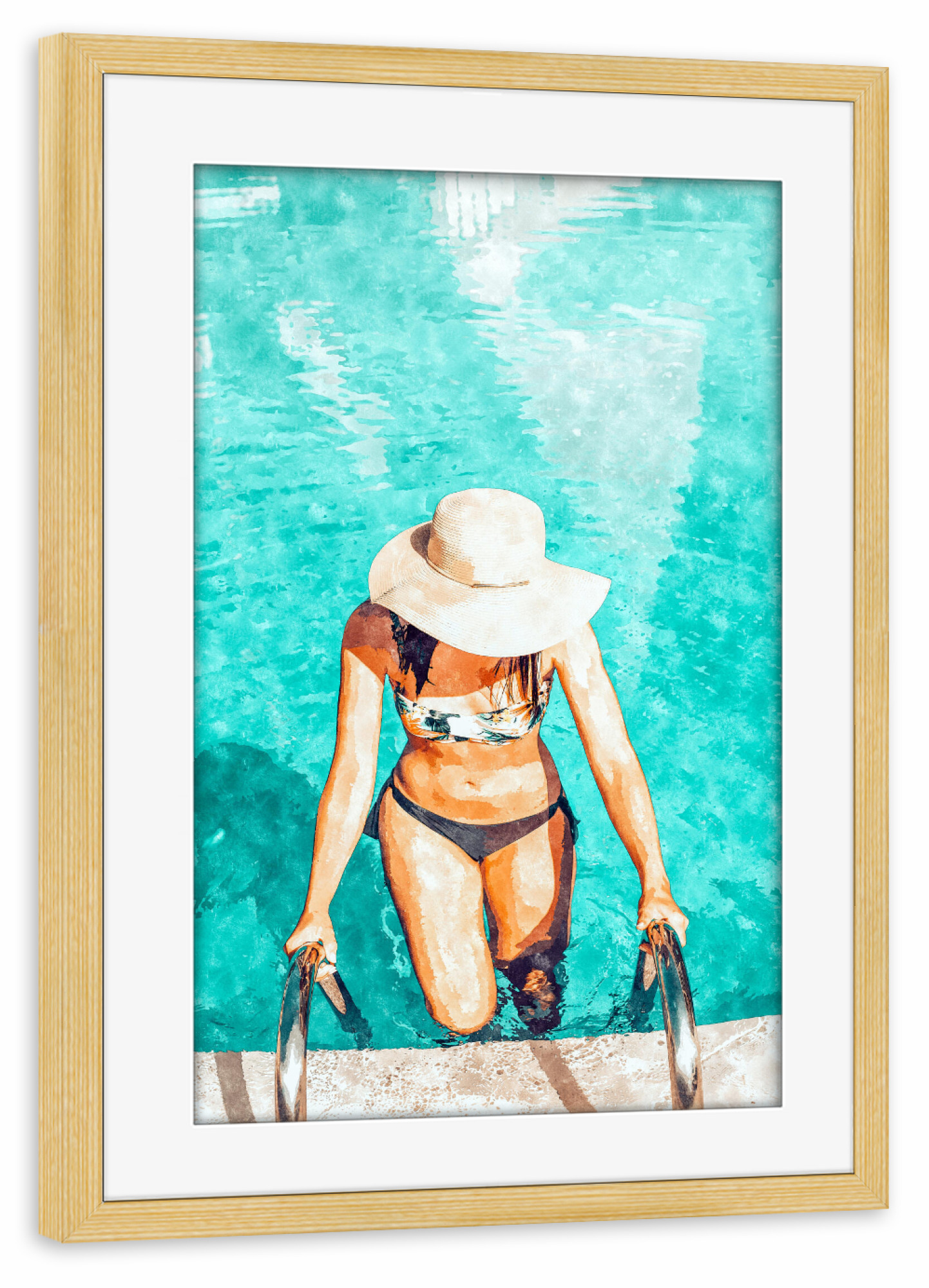 Poster mit Rahmen kiefer "Pool Fashion | Modern Bohemian" artboxONE - Menschen