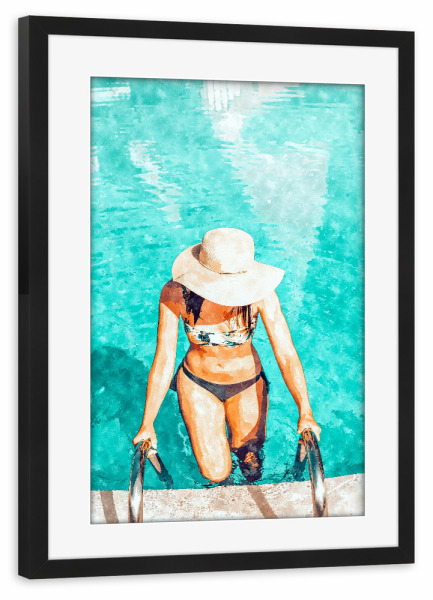Poster mit Rahmen schwarz "Pool Fashion | Modern Bohemian" artboxONE - Menschen