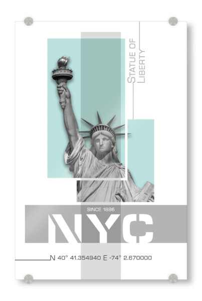 Acrylglasbild "NYC Freiheitsstatue | türkis" artboxONE - Städte / New York,Architektur