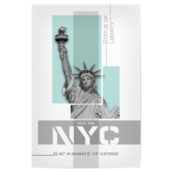 Poster 30x20 cm "NYC Freiheitsstatue | türkis" artboxONE - Städte / New York,Architektur