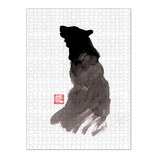 Puzzle Ravensburger "The wolf" artboxONE - Tiere,Schwarzweiß - Wolf,Dog,Sumie,Japan,Chinese,Animal - Bild wolf