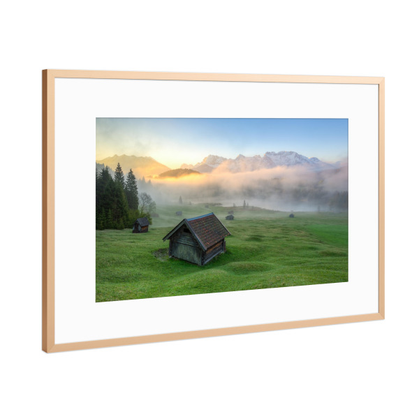 Poster mit Rahmen Kupfer "Nebel am Geroldsee in Bayern" artboxONE - Natur,Reise / Länder