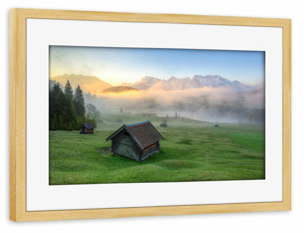 Poster mit Rahmen kiefer "Nebel am Geroldsee in Bayern" artboxONE - Natur,Reise / Länder