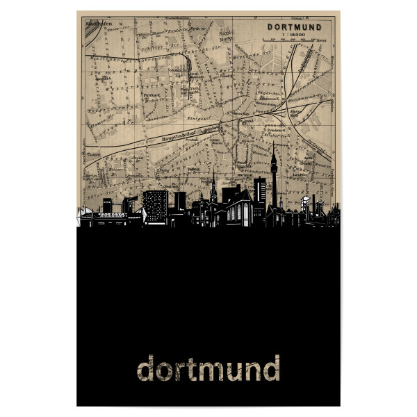 Poster "Dortmund skyline map" artboxONE - Städte,Reise,Architektur