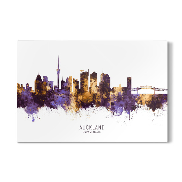 Galerie-Print "Auckland Skyline PurpleGold" 30x20 cm artboxONE