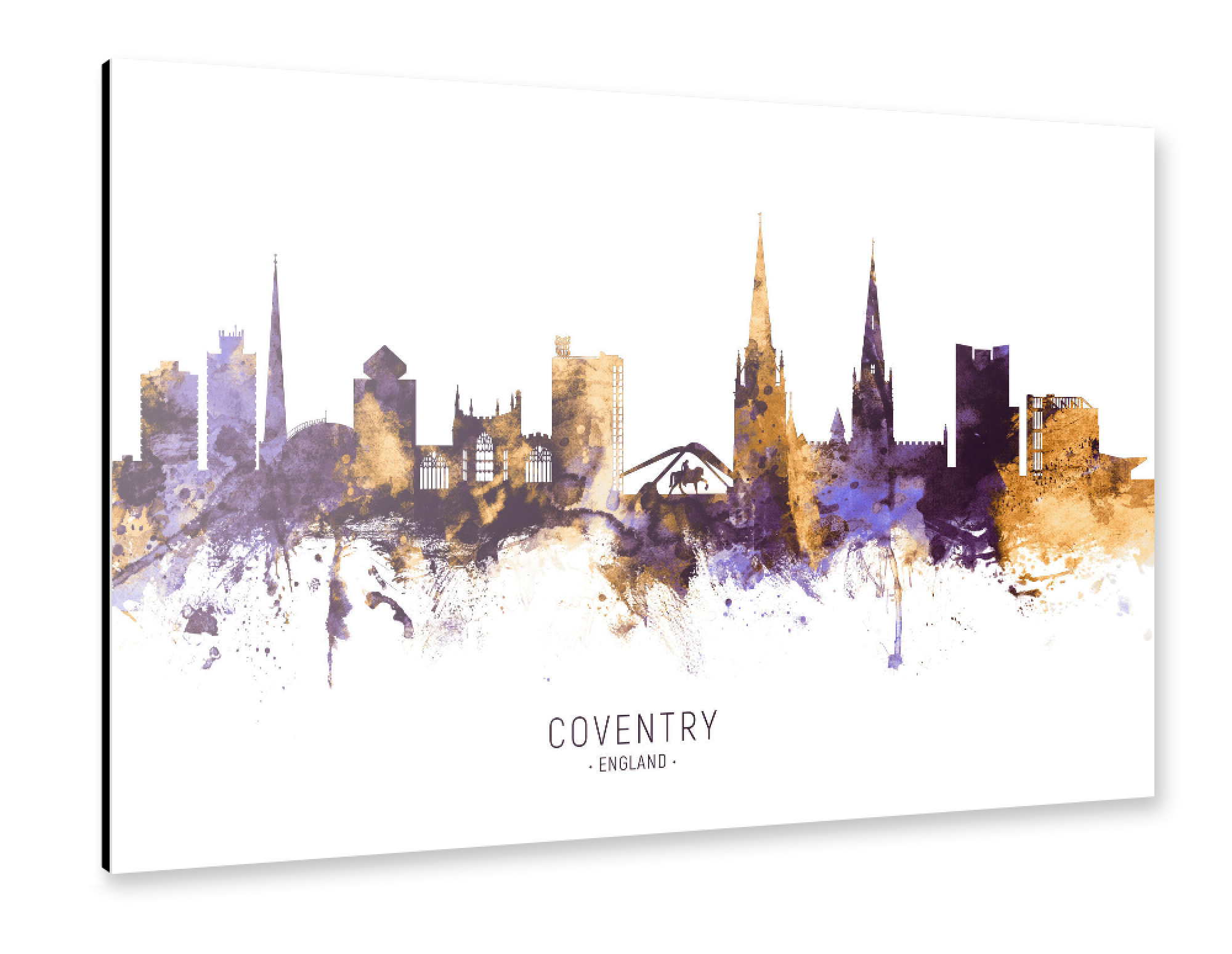Alu-Dibond "Coventry Skyline PurpleGold" 30x20 cm artboxONE
