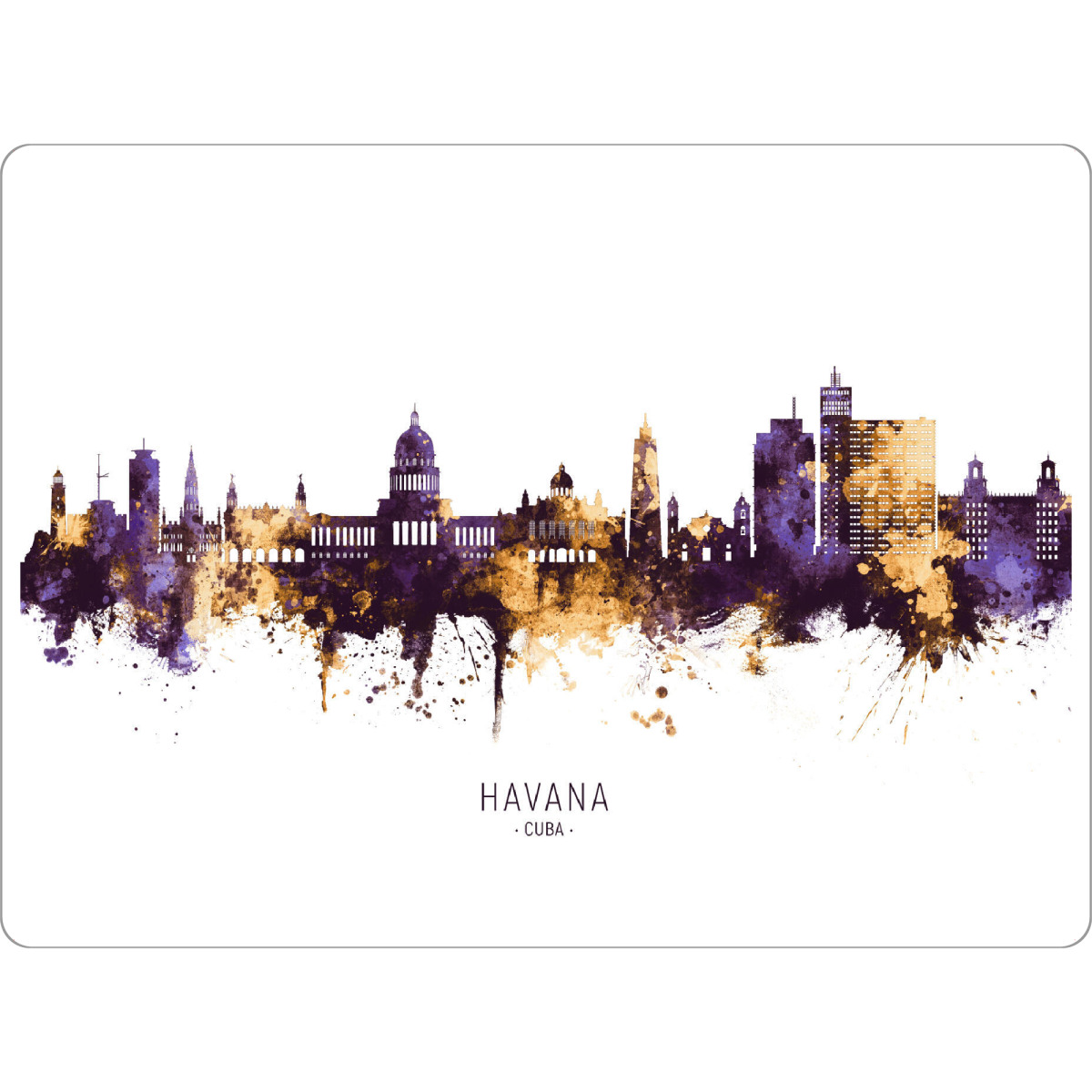Tischset "Havana Cuba Skyline PurpleGold" artboxONE - Städte - Havana,Cuba,Skyline,Cityscape,Stadtbild,Watercolor,City - Bild havana