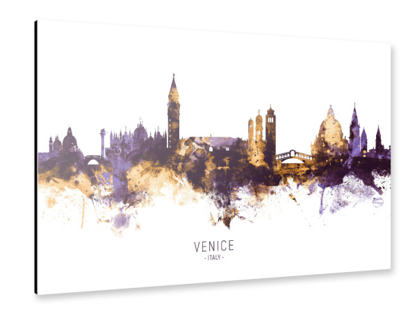 Alu-Dibond "Venice Italy Skyline PurpleGold" 30x20 cm artboxONE