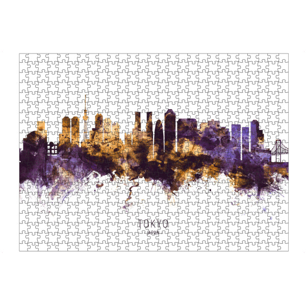 Puzzle Ravensburger "Tokyo Japan Skyline PurpleGold" artboxONE - Städte / Tokio - Tokyo,Japan,Skyline,Cityscape,Stadtbild,Watercolor,City