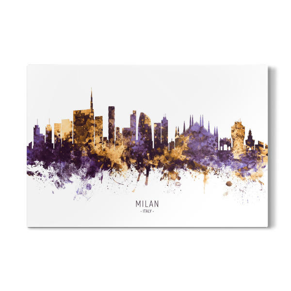 Galerie-Print "Milan Italy Skyline PurpleGold" 30x20 cm artboxONE