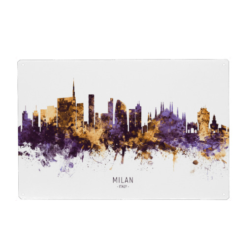 Milan Italy Skyline PurpleGold