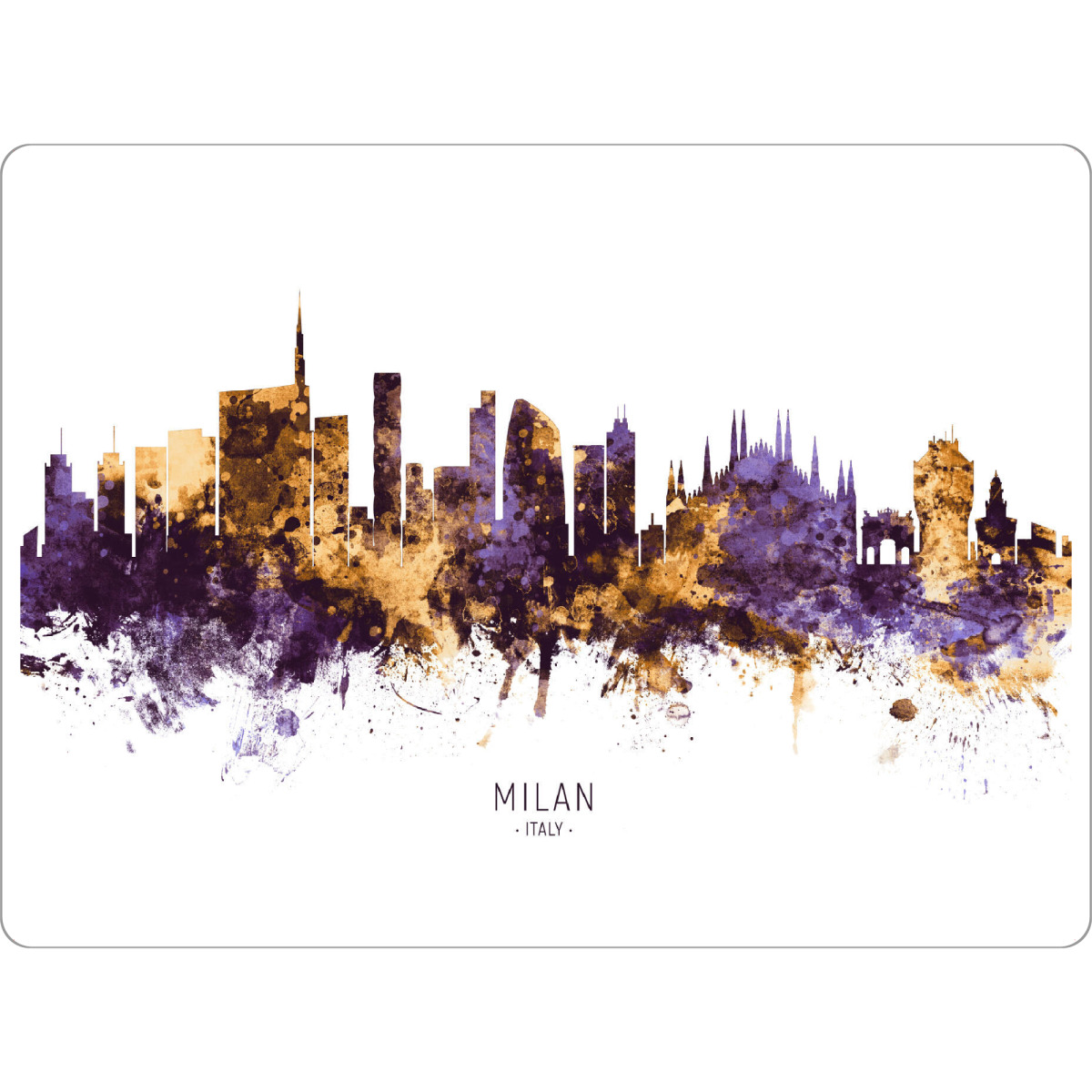 Tischset "Milan Italy Skyline PurpleGold" artboxONE - Städte,Städte / Mailand - Milan,Italy,Skyline,Cityscape,Stadtbild,Watercolor,City - Bild milan