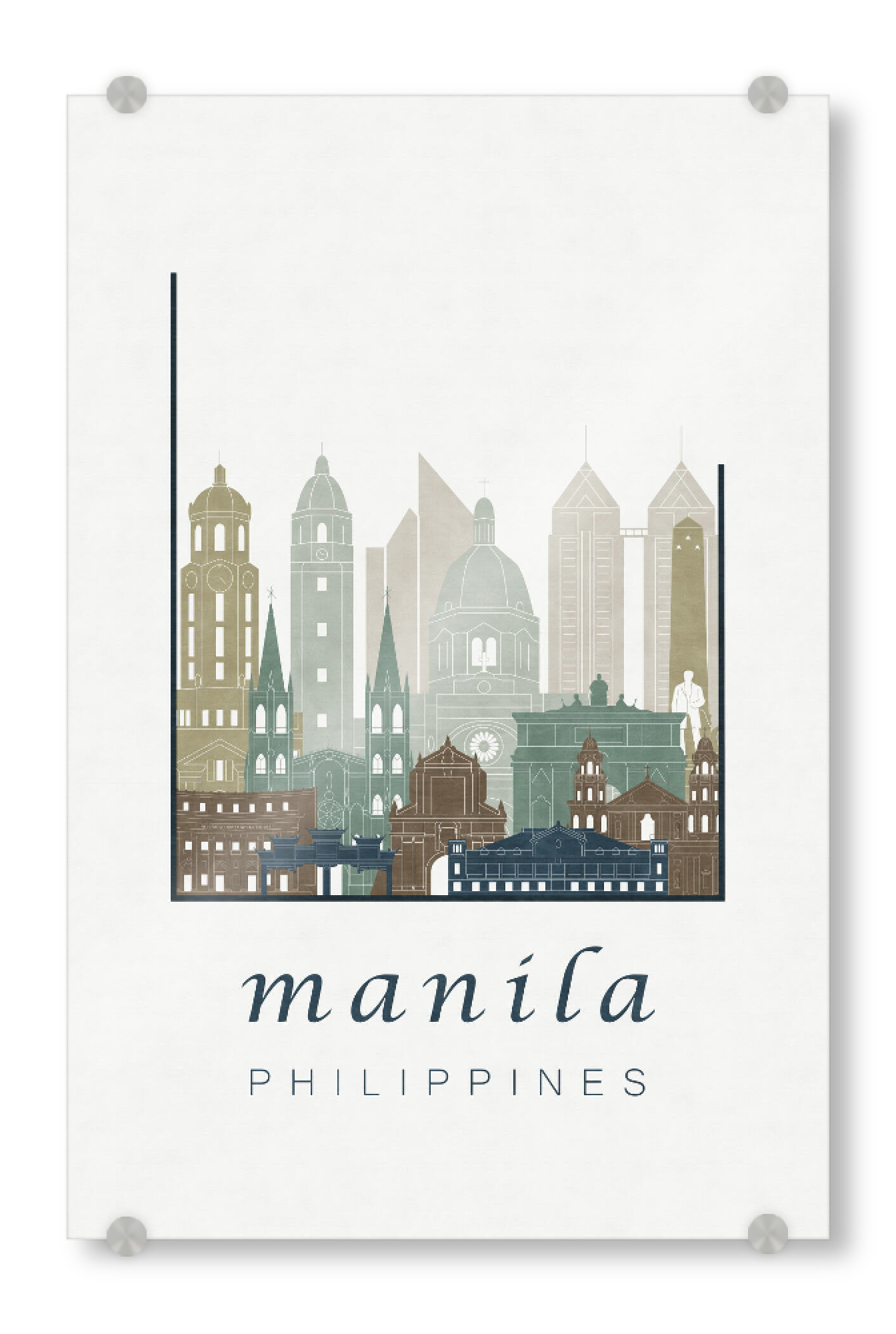 Acrylglasbild "Manila skyline light blue" artboxONE - Städte,Architektur - Manila,Philippines,Philippinen,Skyline,Cityscape,Travel,City,Architecture