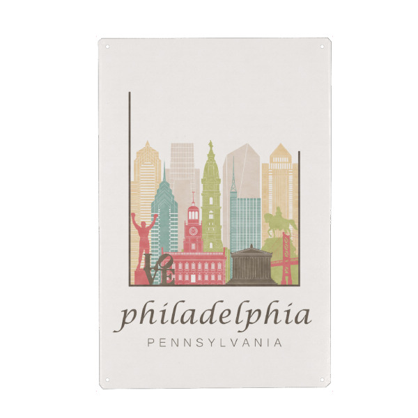 Metall Poster "Philadelphia skyline pastel" artboxONE - Städte,Architektur