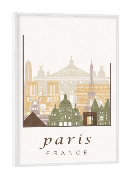 Poster mit weißem Rahmen "Paris skyline, rustic" artboxONE - Städte,Architektur,Städte / Paris