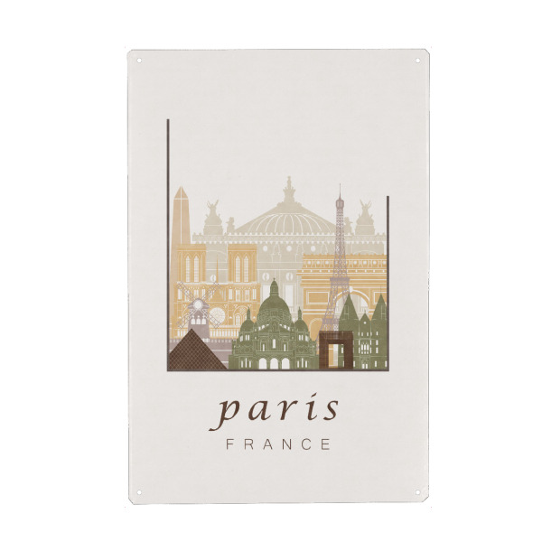 Holzbild "Paris skyline, rustic" artboxONE - Städte,Architektur,Städte / Paris - Paris,France,Frankreich,Skyline,Cityscape,Travel,City,Architecture