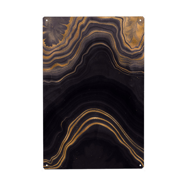 Metall Poster "Gold Copper Veins Black Marble" artboxONE - Abstrakt,Fashion,Marmor - Gemstone,Marble,Agate - Blechschild