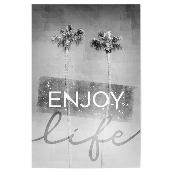 Poster "Palmenidylle | enjoy life" artboxONE - Typografie,Schwarzweiß