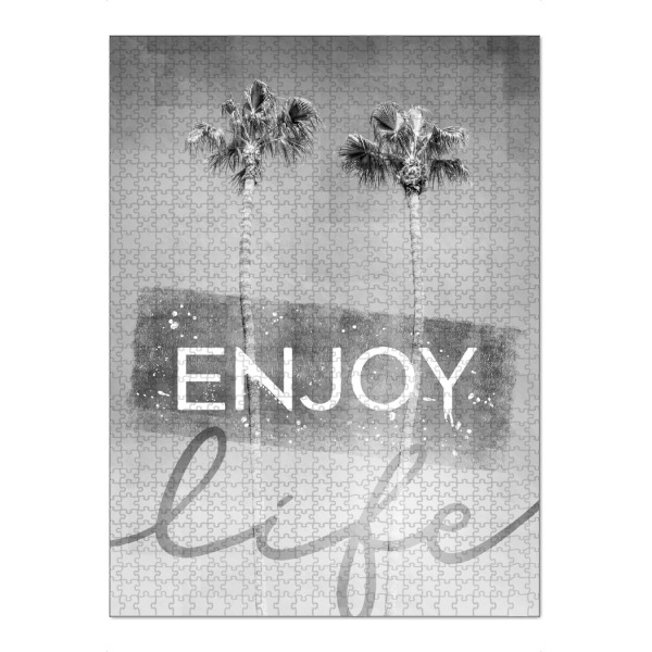 Puzzle Ravensburger "Palmenidylle | enjoy life" artboxONE - Typografie,Schwarzweiß