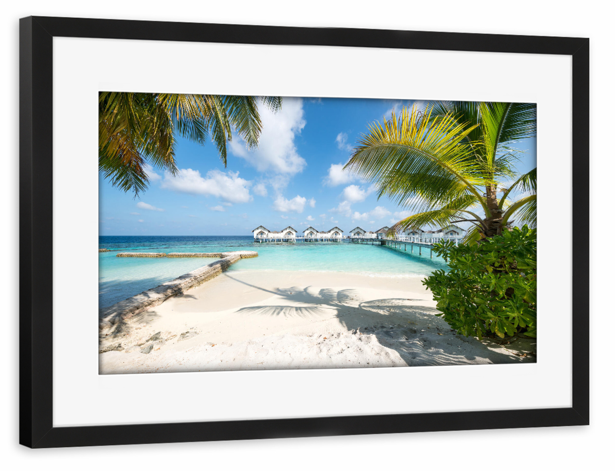 Poster mit Rahmen schwarz "Malediven - Urlaub am Strand" artboxONE - Reise