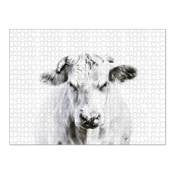 Puzzle Ravensburger "White Cow" artboxONE - Natur,Tiere,Schwarzweiß